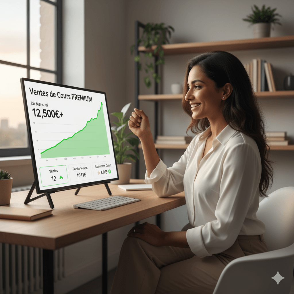 Succès dans la vente de formations en ligne à haute valeur.