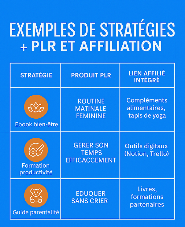 Exemples de stratégies PLR + affiliation