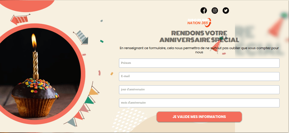 image page d'enregistrement aniv