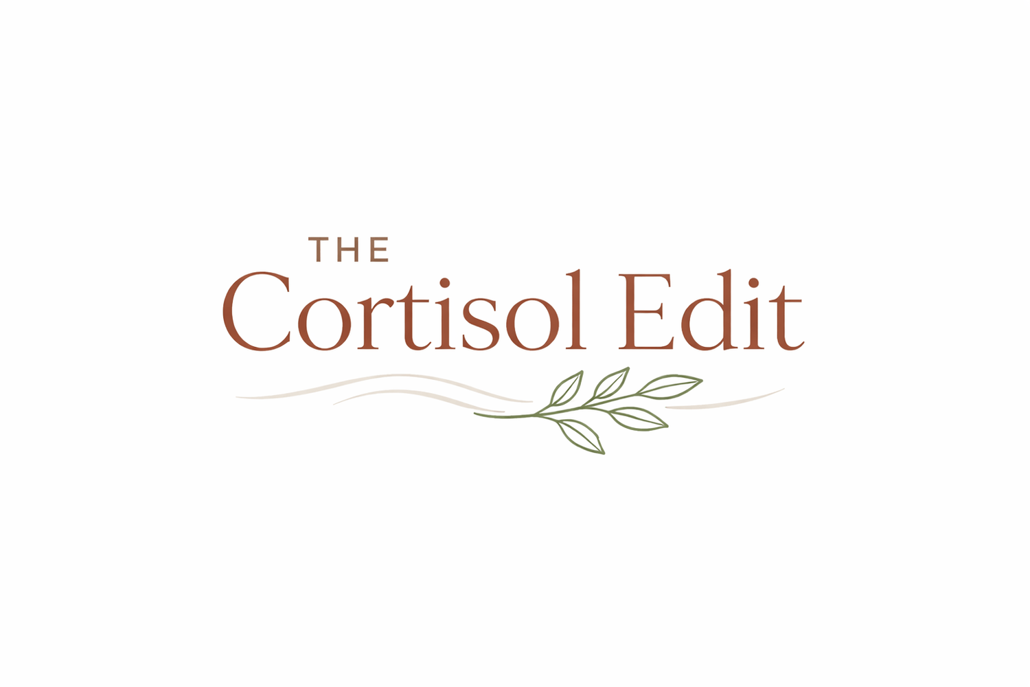 The Cortisol Edit logo in warm neutral tones with elegant serif typography and a minimal botanical element, representing calm energy and nervous system focused wellness for women