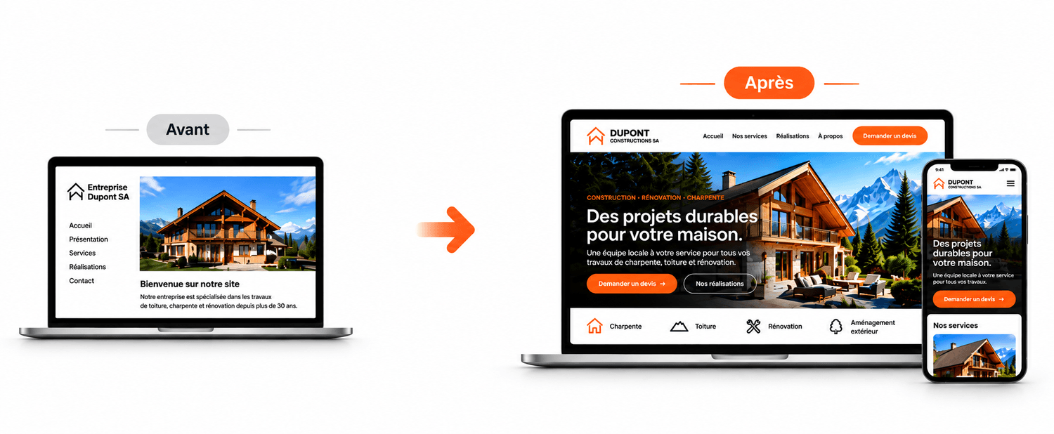 Exemple de site internet créé par Toplead pour une entreprise du bâtiment