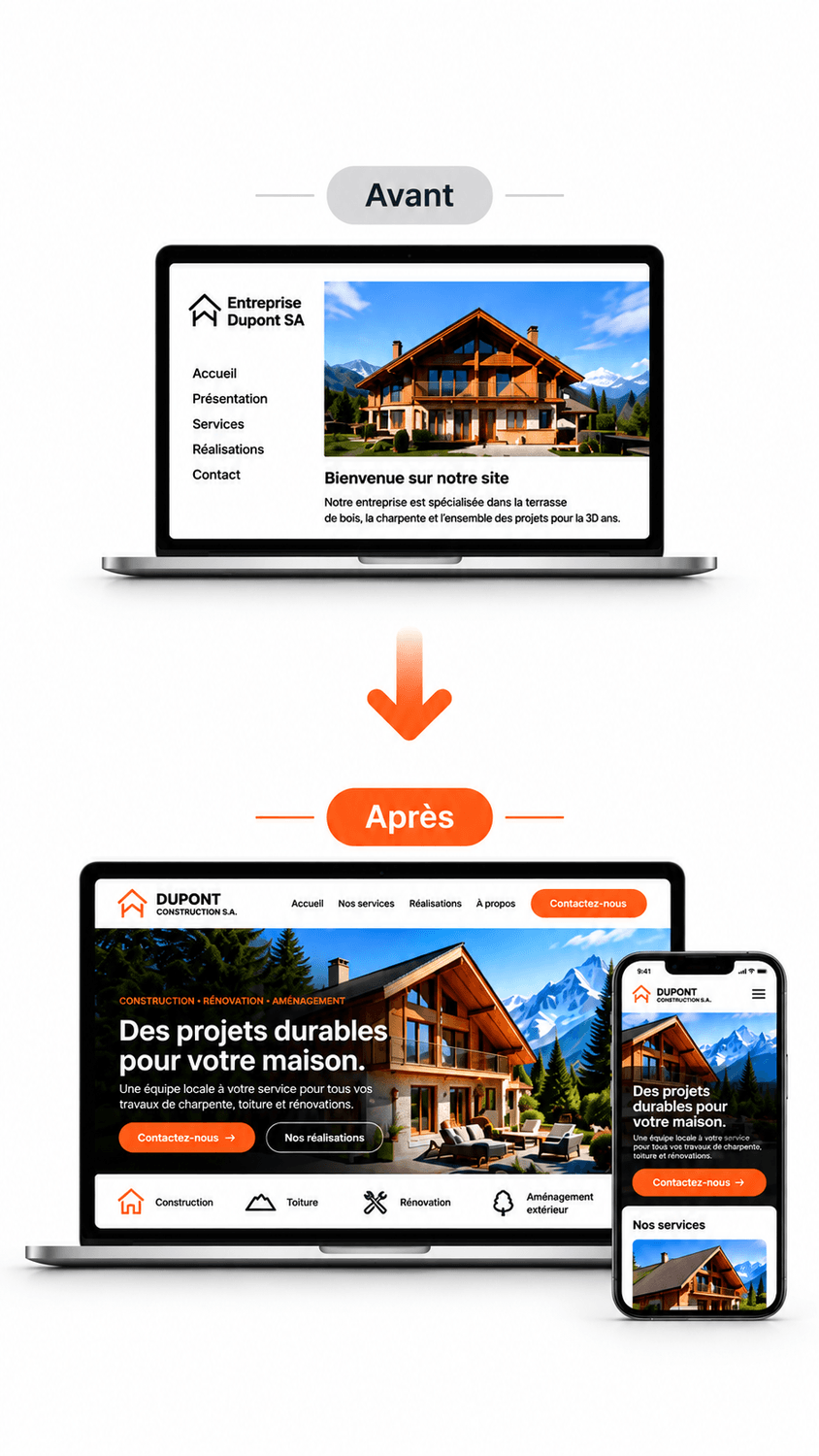 Exemple de site internet créé par Toplead pour une entreprise du bâtiment