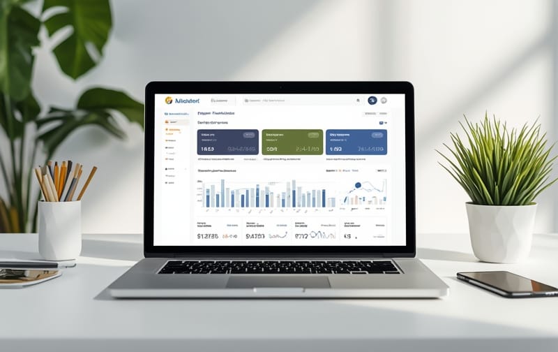 laptop marketing dashboard workspace