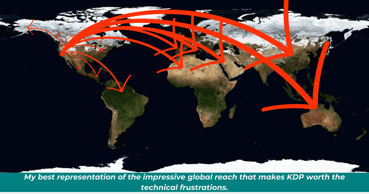 World map with arrows starting in California and reaching the rest of the world