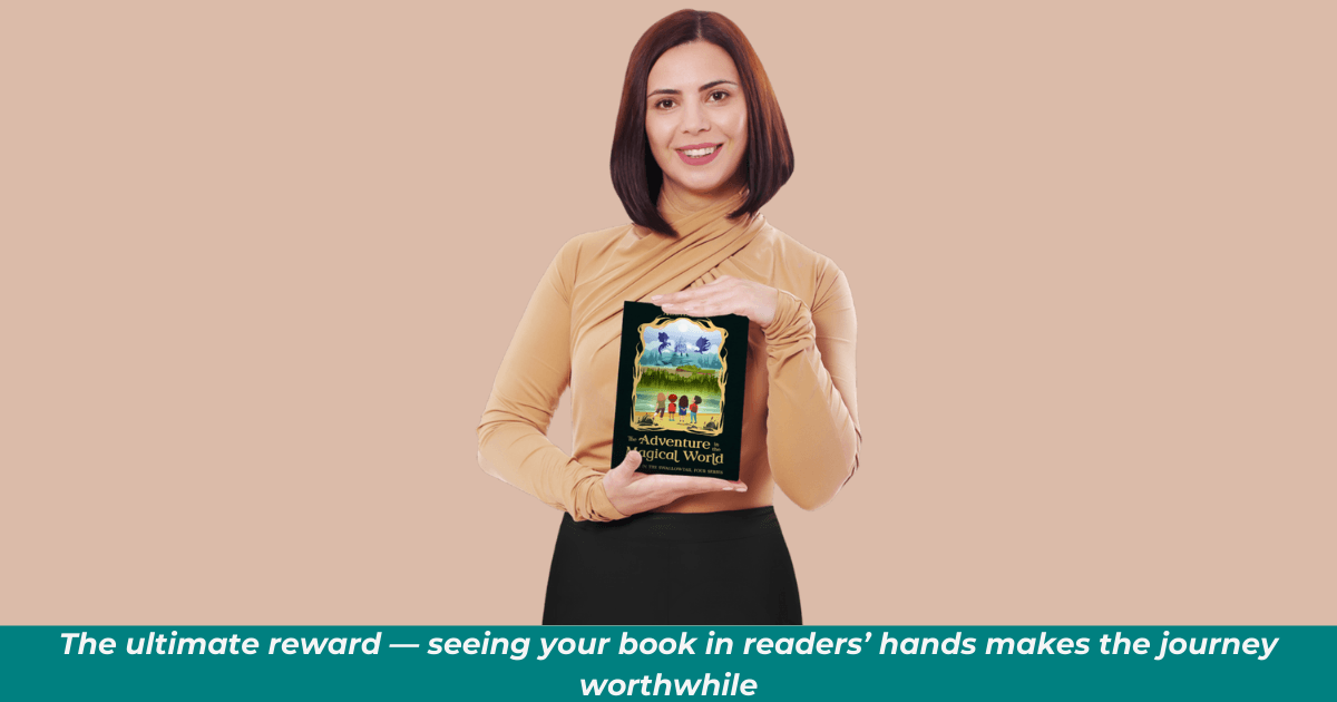 Author proudly holding final published book in all paperback format.