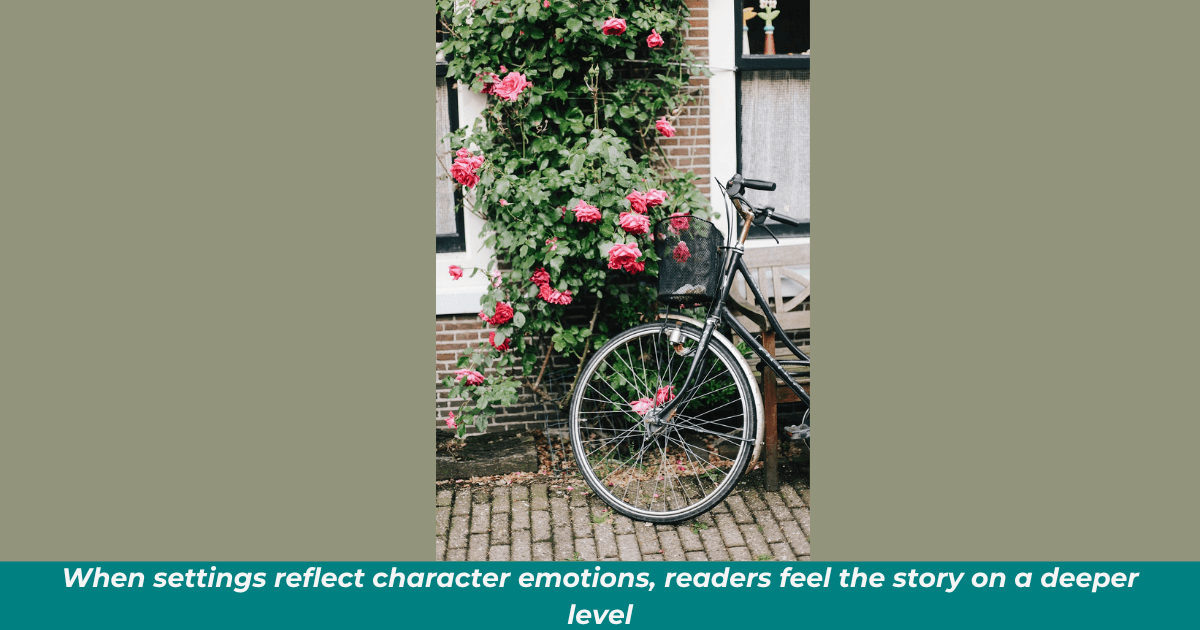 Architectural detail of a cobblestoned street and brick building covered in ivy with a charming bike with a basket leaning against it.