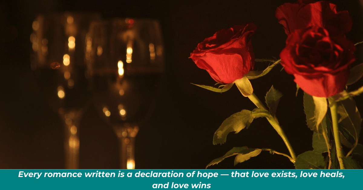 Romantic dining atmosphere of red roses and two glasses of wine in a dark space.
