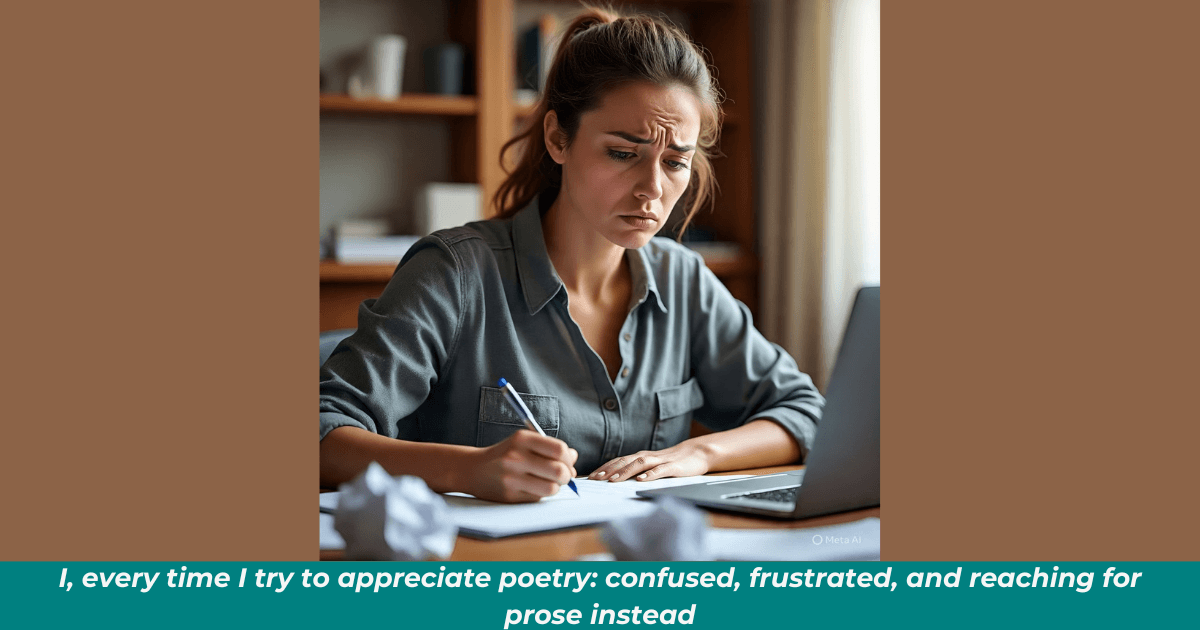 Frustrated writer surrounded by crumpled poetry attempts.