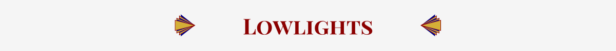 Subsection Header: Basic banner with a pearl-white ground. In the center, in Hollywood red, is the word, “Lowlights” that’ sandwiched between gold-&-red art-deco elements.