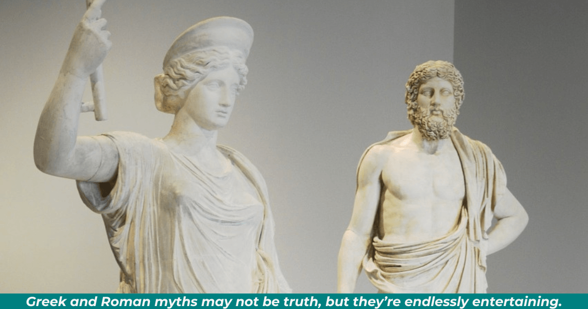 Marble statues of Hera (fore) and Zeus (background)
