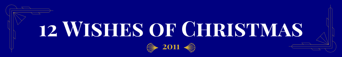 Basic banner of navy ground and very light gold art-deco brackets in the upper left and bottom right corners. In bolded pearl white, a movie title is written. This one says, “Christmas Recipe for Romance.” Beneath it, in gold, is the date (2019) the movie came out sandwiched between two gold art deco elements.