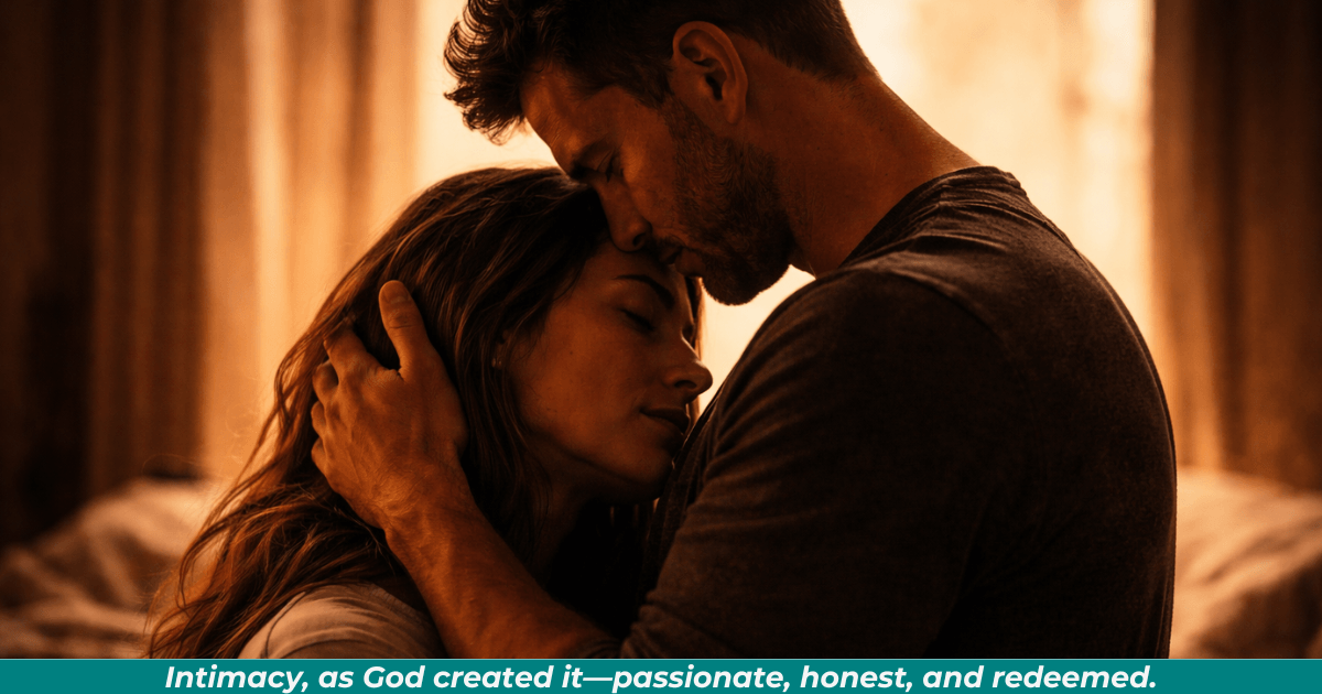 Couple embracing in warm light representing intimacy and connection.