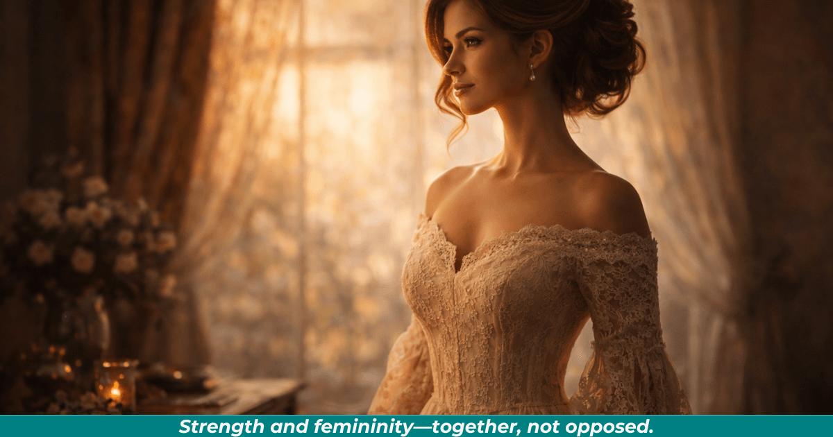 Confident feminine woman representing identity and strength.