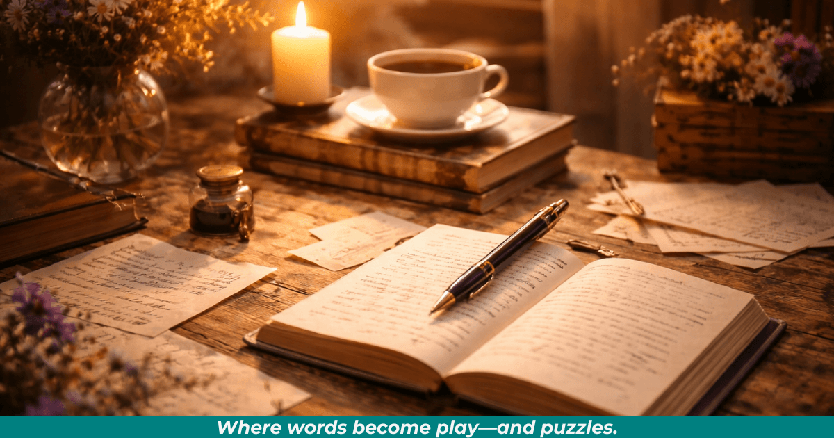 Writing desk representing poetry and storytelling. 