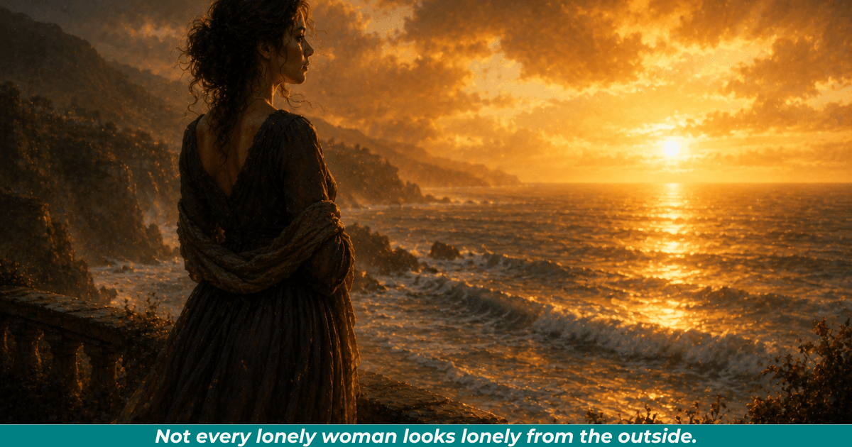 Woman standing in sunrise after storm representing hope and emotional renewal.