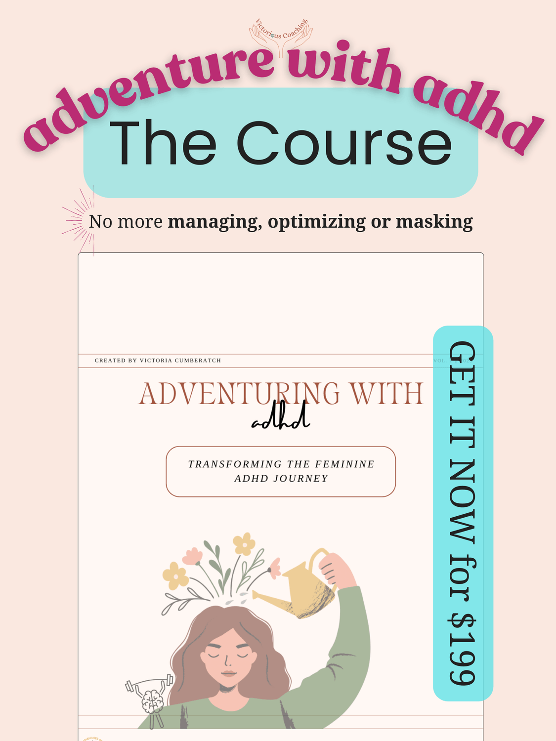 Woman watering her mind, victorious coaching