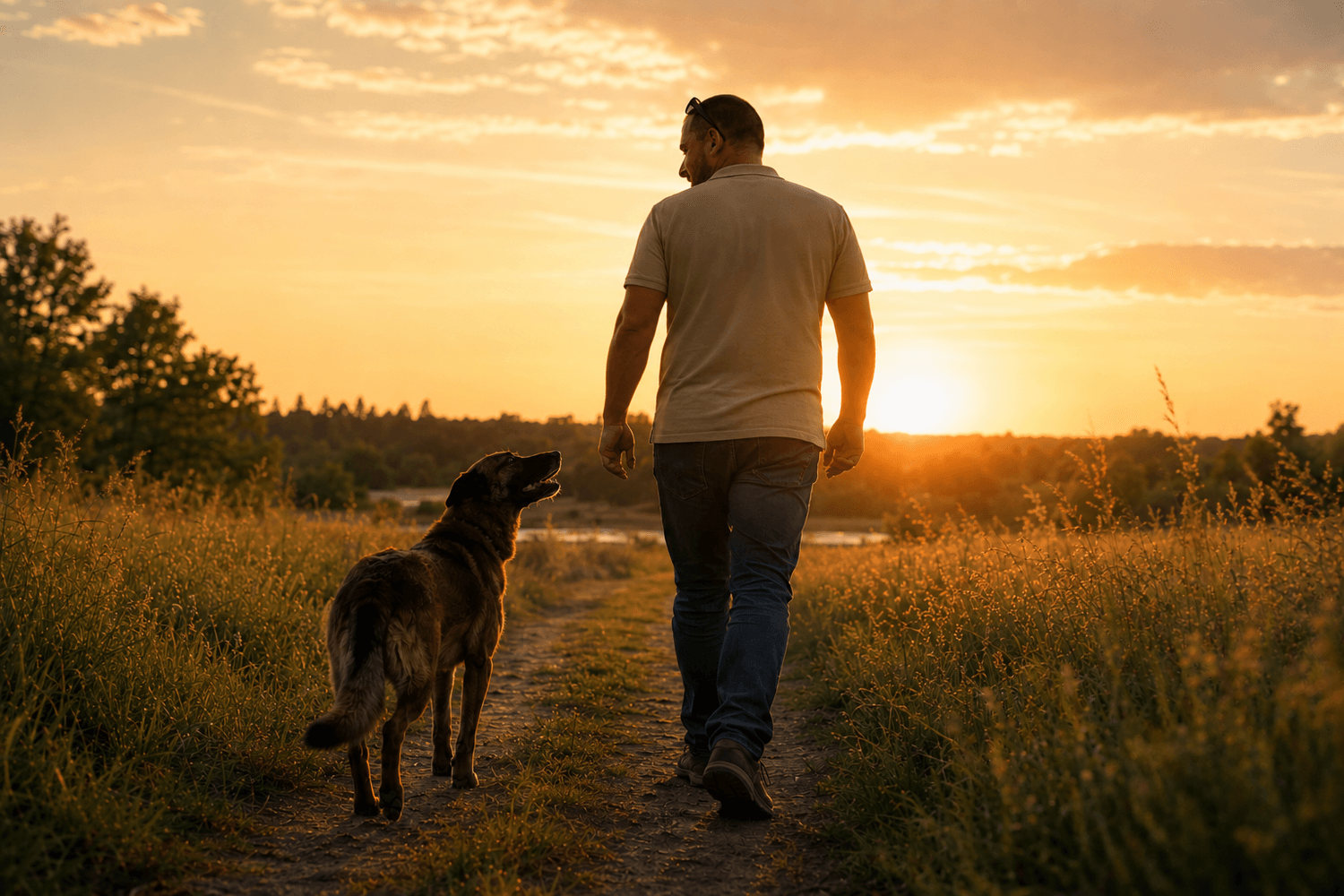 Jérôme Laurencot en balade avec son chien, éducateur canin comportementaliste en Alsace