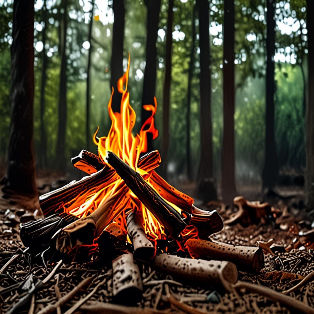campfire flame bushcraft forest