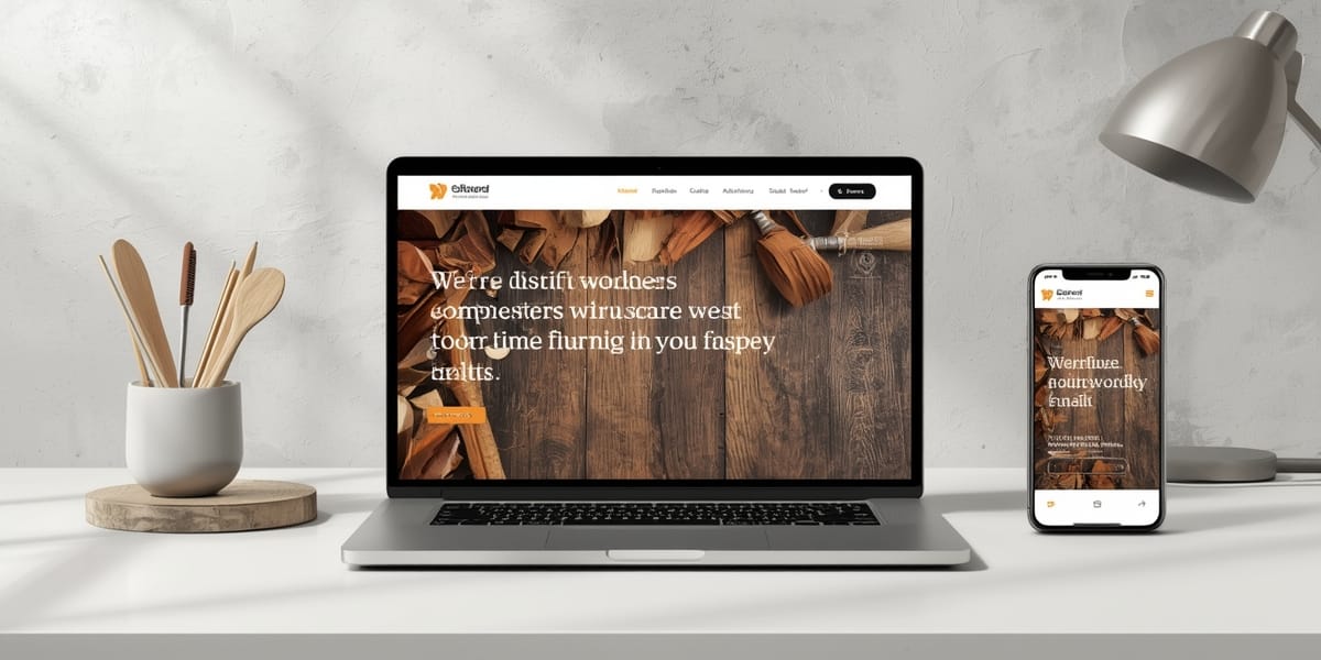 woodworker website laptop smartphone mockup