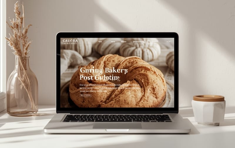 artisan bakery website laptop