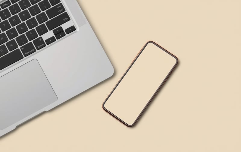 laptop smartphone website mockup cream