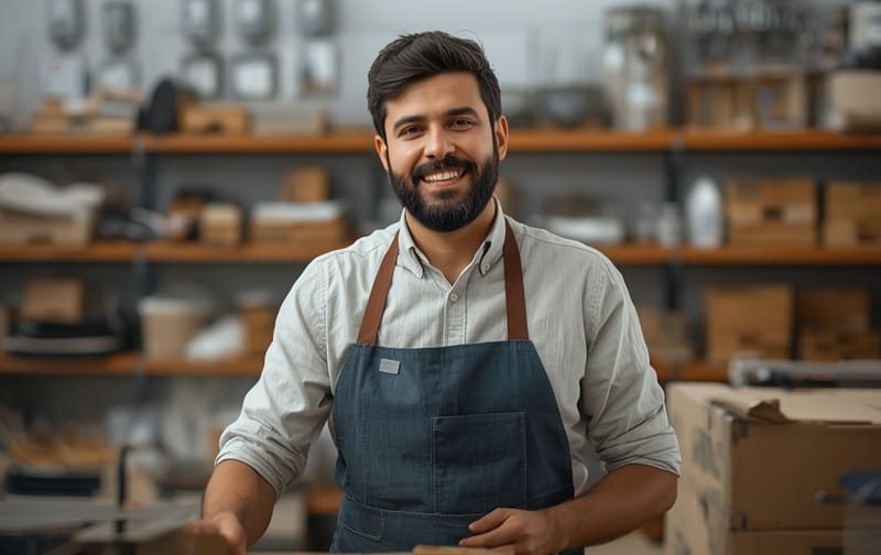 small business owner workshop portrait