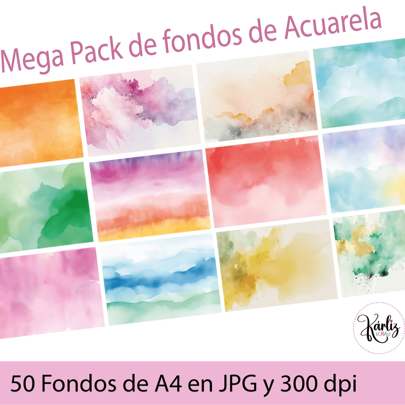 MEGA PACK 50 fondos acuarelas