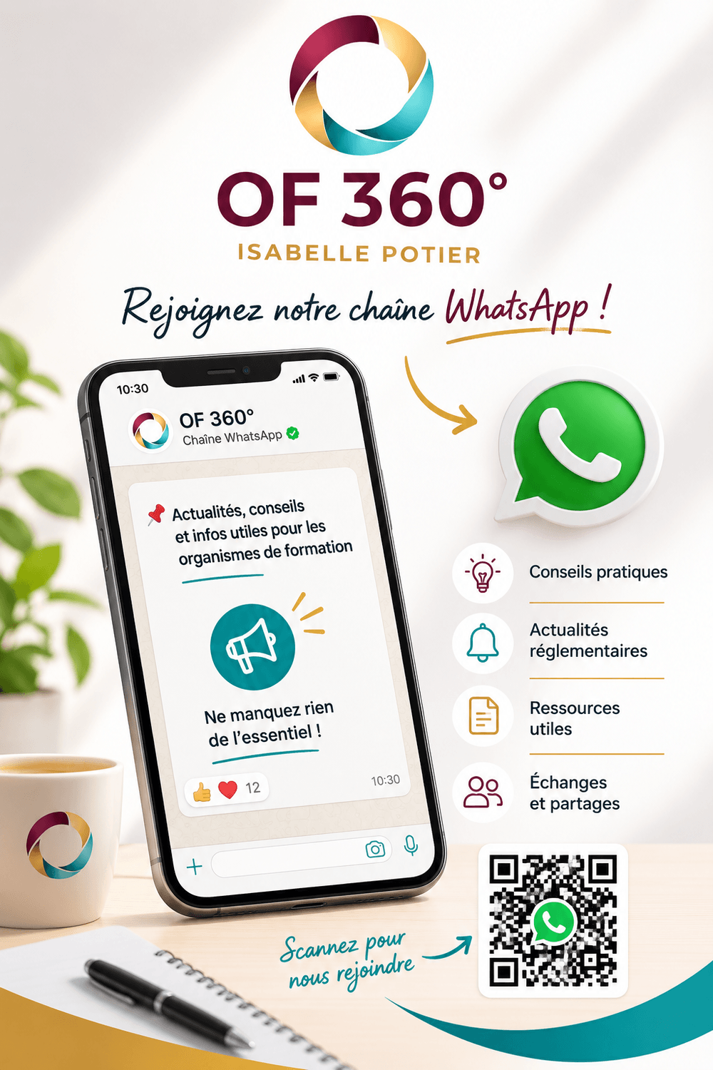 Bannière chaîne WhatsApp OF 360°