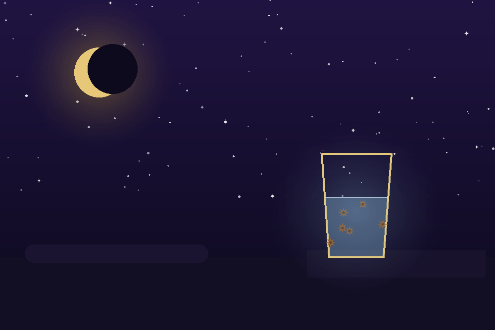 Vaso de agua junto a la cama según el ritual de Feng Shui para limpiar la energía mientras duermes