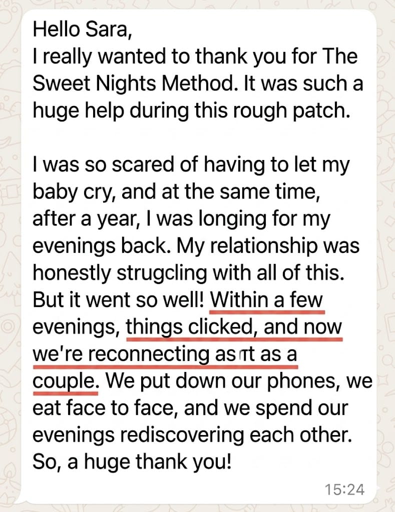 Thank you message from a mom whose baby sleeps through the night