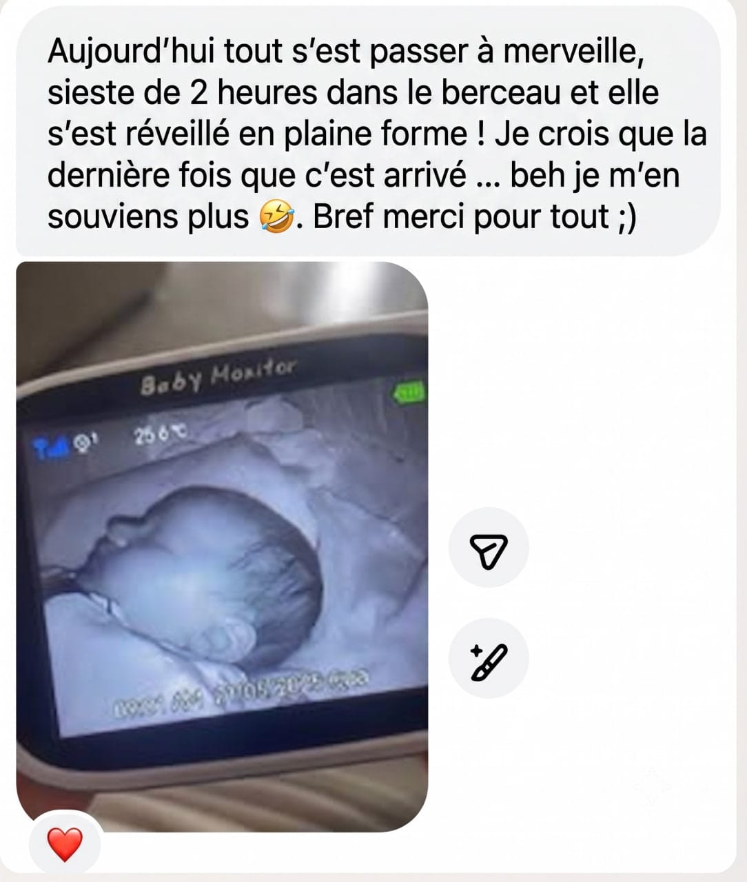 Témoignage : sieste de 2 heures dans le berceau