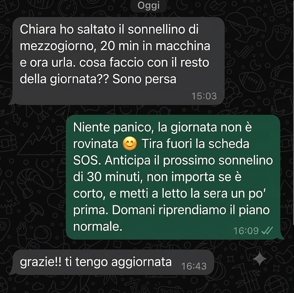Conversazione WhatsApp con una mamma accompagnata
