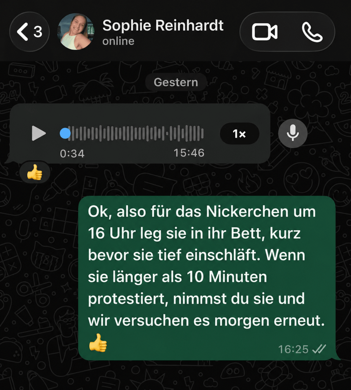 Eine Sprachnachricht reicht, Julia justiert nach