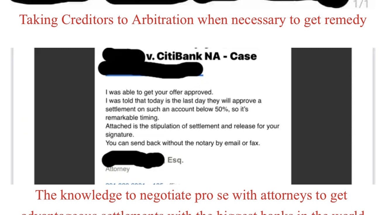 Settlement negotiation correspondence in a case against CitiBank NA
