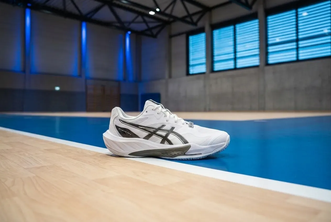 Asics Sky Elite FF 4 im Profil auf dem Hallenboden