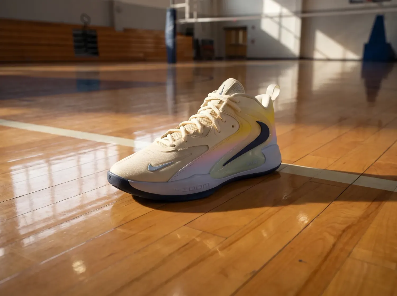 Nike Zoom Hyperset 2 SE auf dem Hallenboden, Bodenperspektive