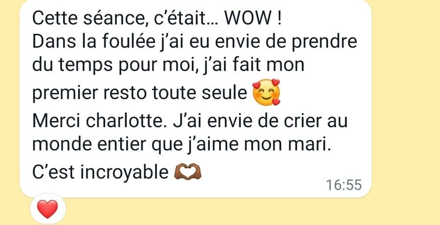 Message : cette séance, c'était wow, j'ai envie de crier au monde entier que j'aime mon mari