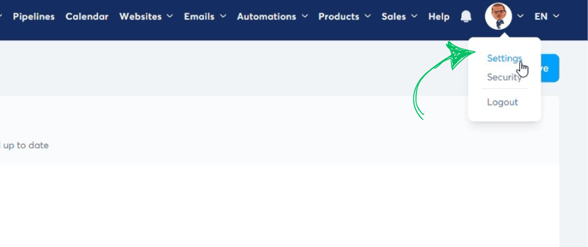 Click settings in Systeme IO