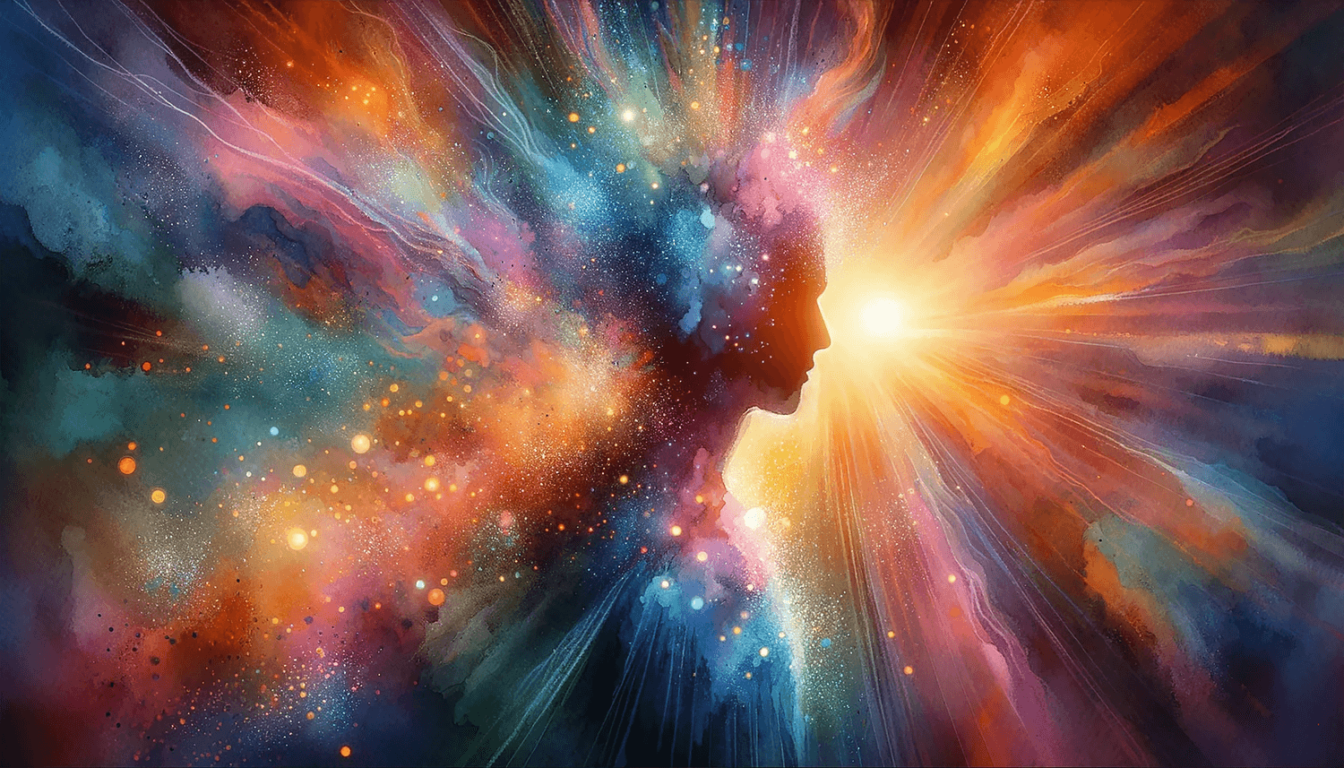 Profil de femme dans une explosion de couleurs, décoder ses blocages