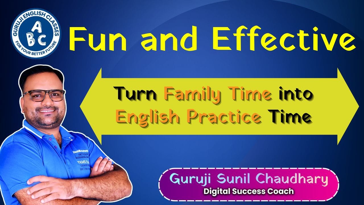 Friends and family practicing English together through fun activities"