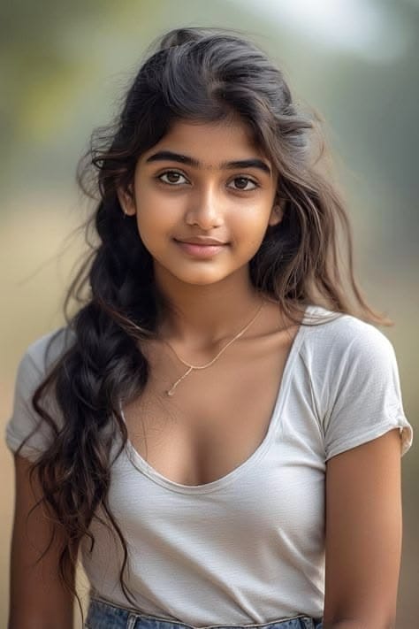 Beautiful Girl Black Hair White Top Indian Beautiful Eyes Accessory in Neck nice clips sexy hot girl