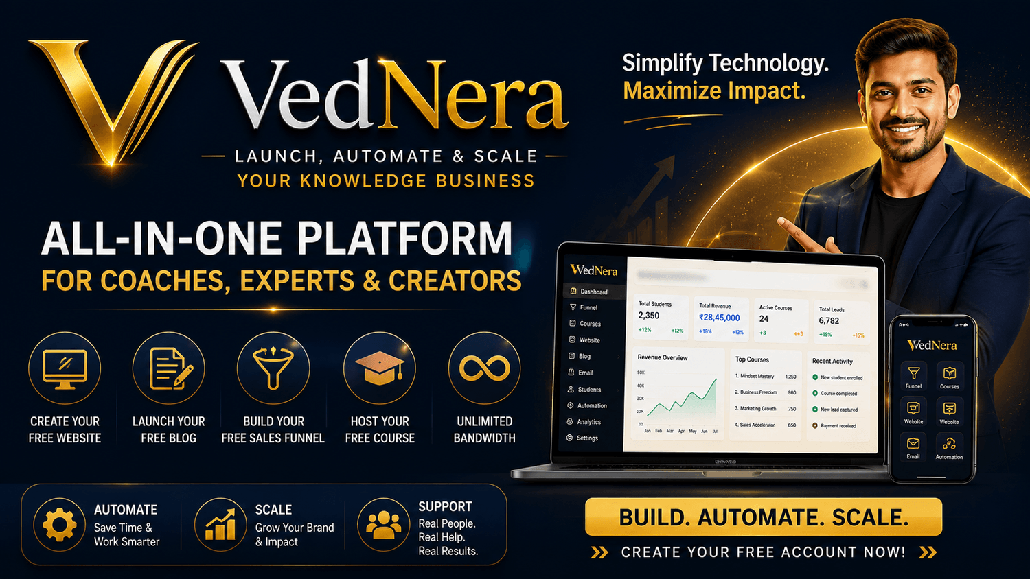 Vednera All in One Marketing Tool For Coaches and Experts and Trainers