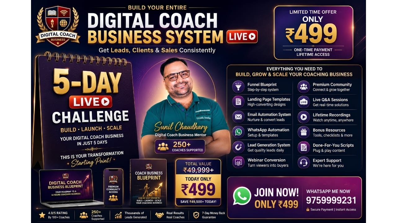 Build Digital Coaching Business System Live Challenge Today