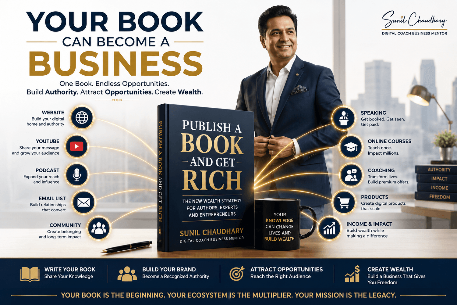 Your book can become a business by building authority, attracting opportunities, and creating wealth
