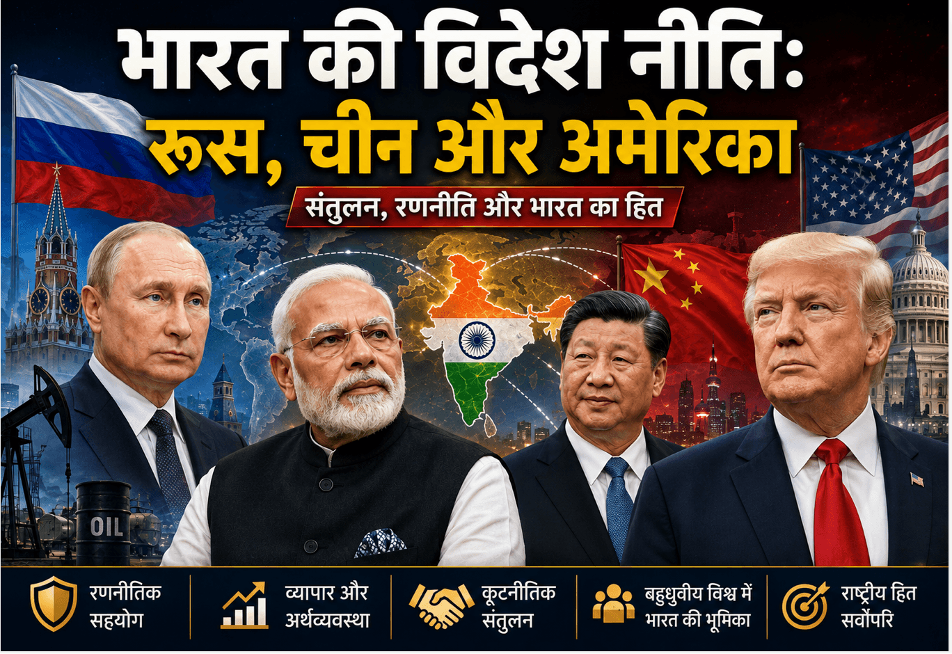 भारत की विदेश नीति: रूस, चीन और अमेरिका