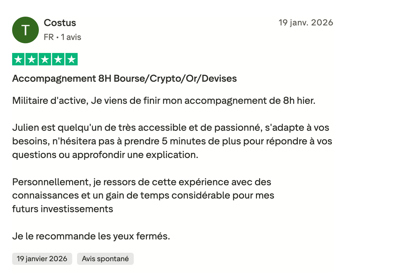 Témoignage client