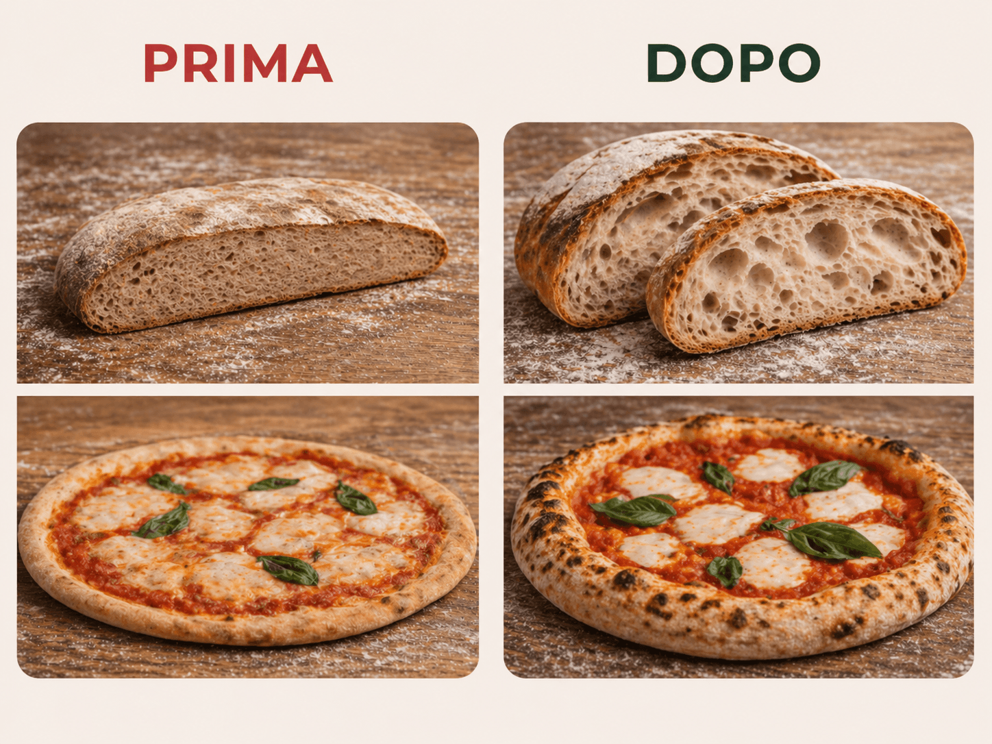 Prima e dopo pane e pizza: impasti problematici trasformati con metodo