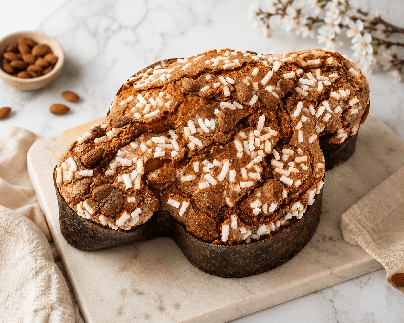 Colomba artigianale con fetta tagliata e mollica soffice