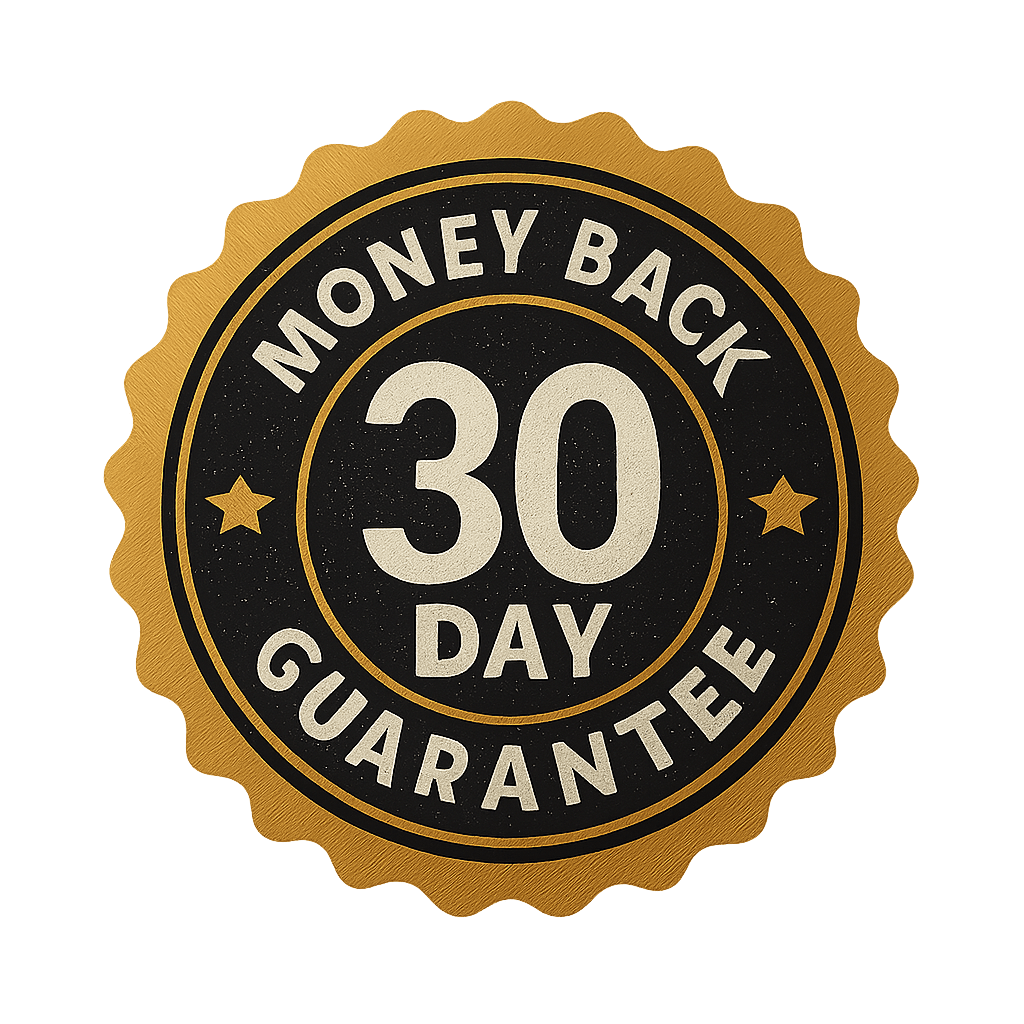 30-day money back guarantee badge for quantum recode ebook.
