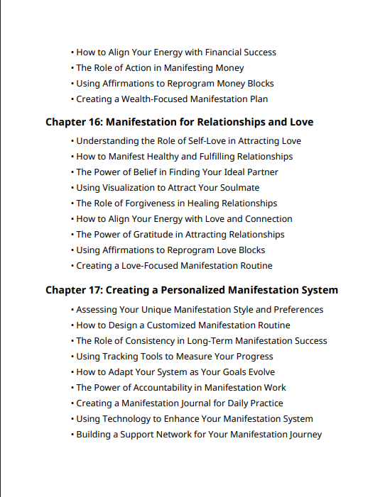 Table of content for Quantum Recode: The Science of Manifestation and Subconscious Reprogramming. Eighth Page.